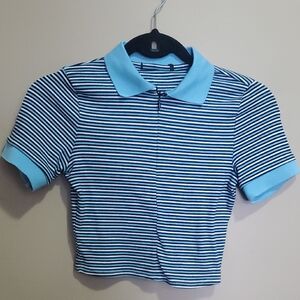 Blue Striped Polo Shirt Size Small